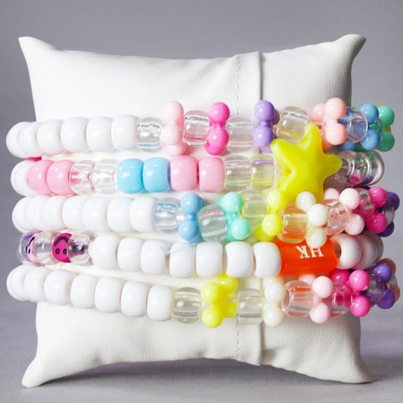 LASR Love Unity Respect 5PC Stacked Rave Kandi Bracelet - Picture 3 of 3